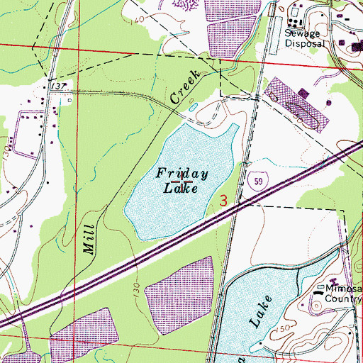 Topographic Map of Friday Lake, AL