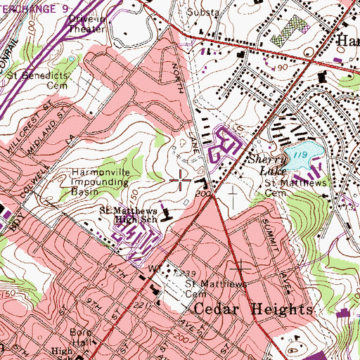 Topographic Map of Saint Matthews High School, PA