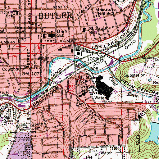 Topographic Map of Saint Michaels School, PA