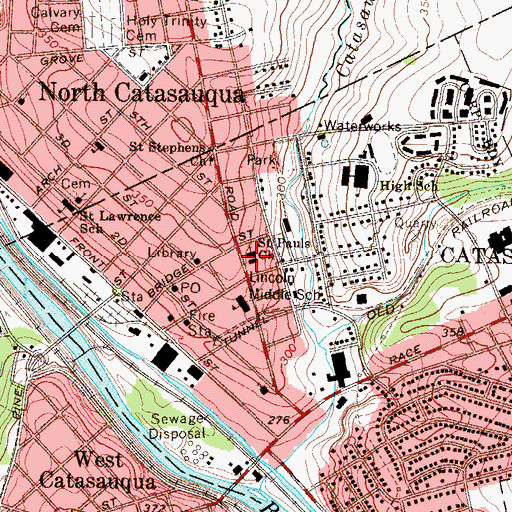 Topographic Map of Saint Pauls Church, PA