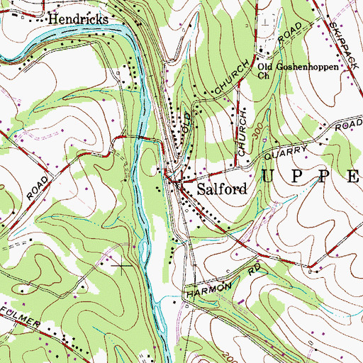 Topographic Map of Salford, PA