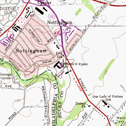 Topographic Map of Samuel K Faust School, PA