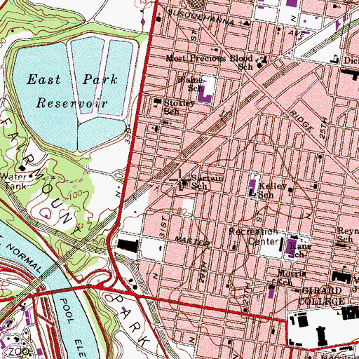 Topographic Map of Sartain School, PA