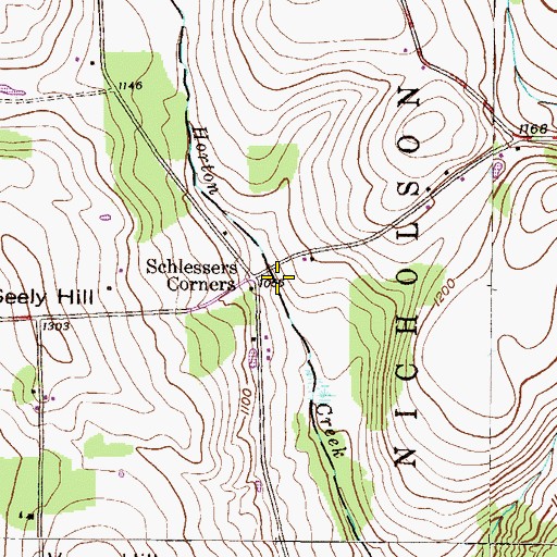 Topographic Map of Schlessers Corners, PA