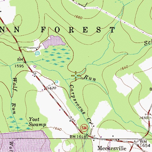 Topographic Map of Schoch Creek, PA