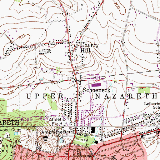 Topographic Map of Schoeneck, PA