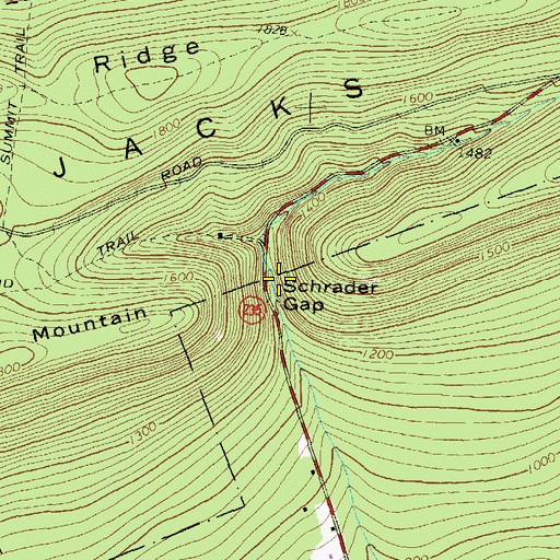 Topographic Map of Schrader Gap, PA