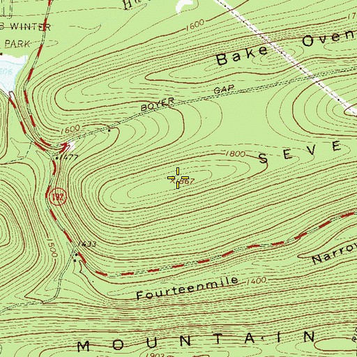 Topographic Map of Seven Notch Mountain, PA