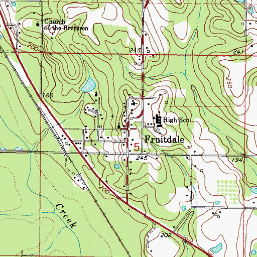 Topographic Map of Fruitdale, AL
