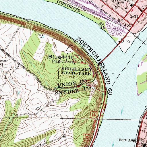 Topographic Map of Shikellamy State Park, PA