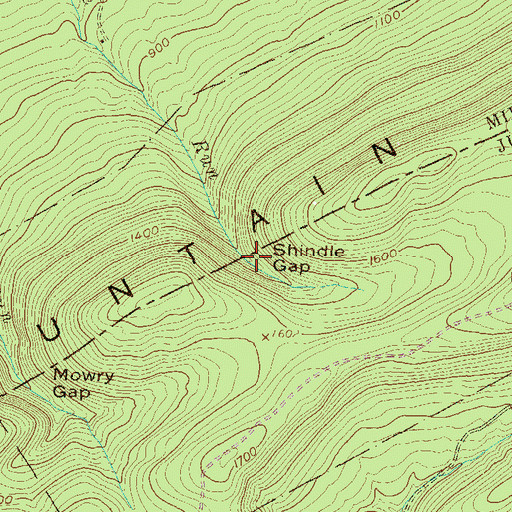 Topographic Map of Shindle Gap, PA