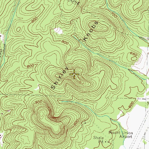 Topographic Map of Shirley Knobs, PA