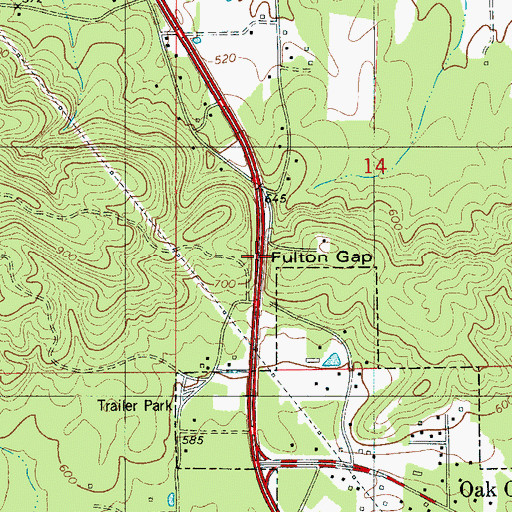 Topographic Map of Fulton Gap, AL