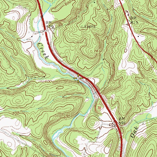 Topographic Map of Sideling Hill Run, PA