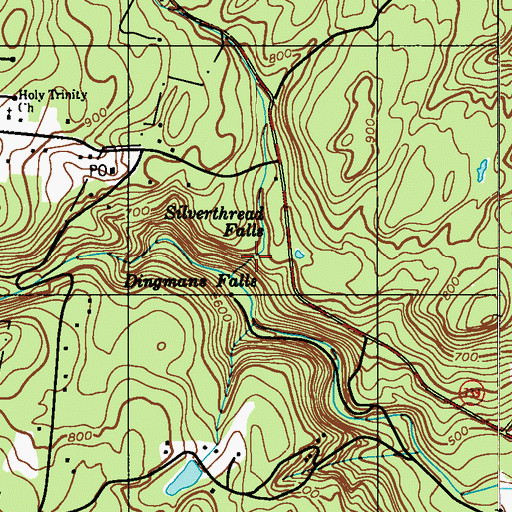 Topographic Map of Silverthread Falls, PA