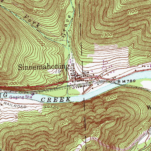 Topographic Map of Sinnemahoning, PA