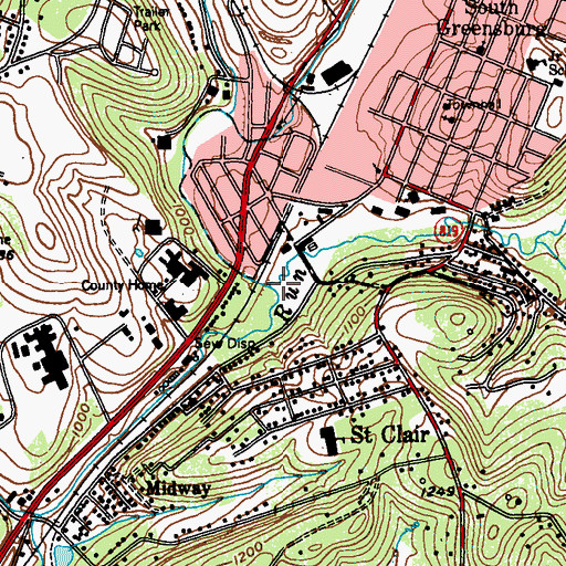 Topographic Map of Slate Creek, PA