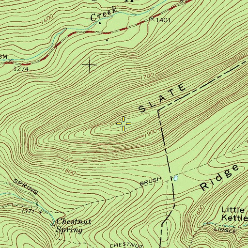 Topographic Map of Slate Ridge, PA