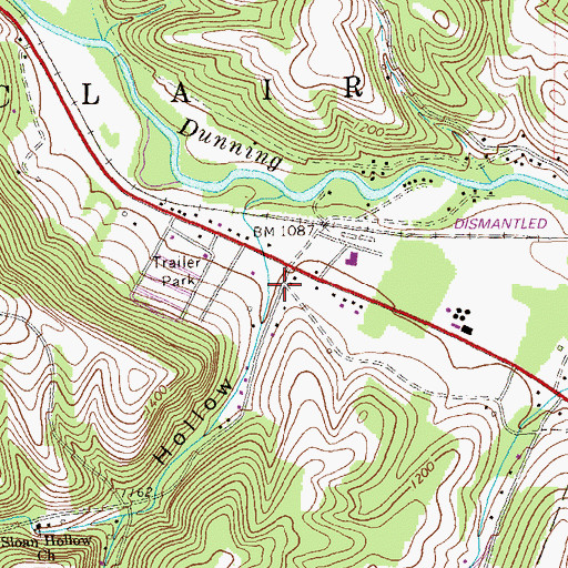 Topographic Map of Sloan Hollow, PA