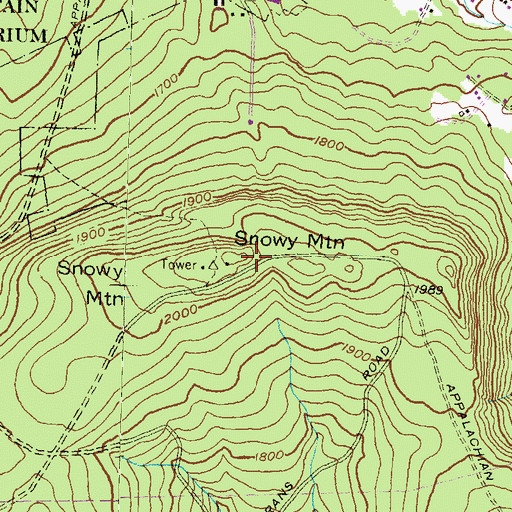 Topographic Map of Snowy Mountain, PA