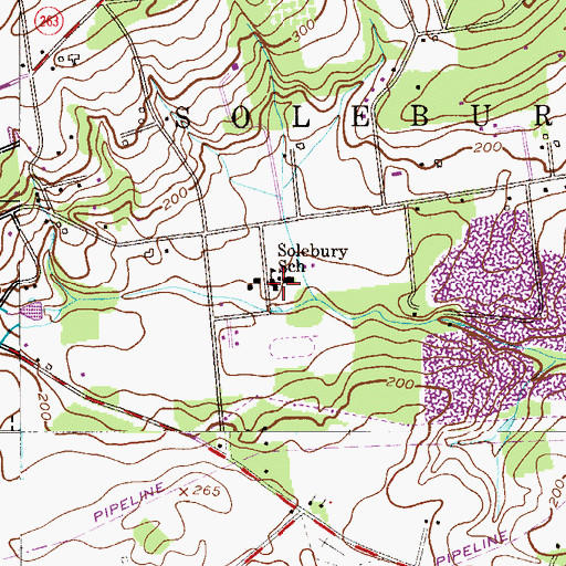 Topographic Map of Solebury School, PA