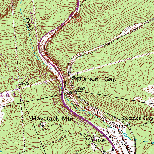 Topographic Map of Solomon Gap, PA