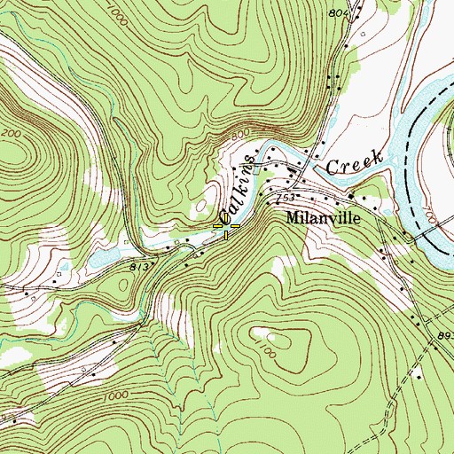 Topographic Map of South Branch Calkins Creek, PA