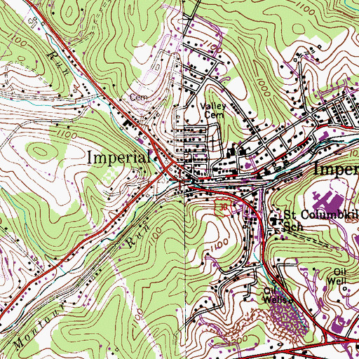 Topographic Map of South Fork Montour Run, PA