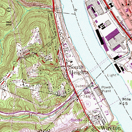 Topographic Map of South Heights, PA