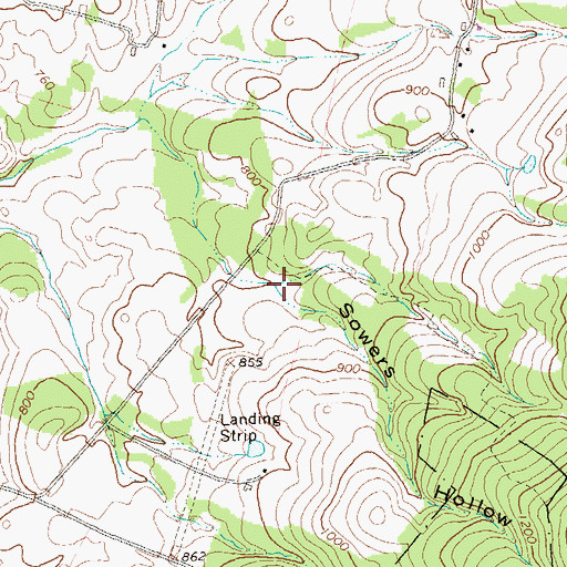 Topographic Map of Sowers Hollow, PA
