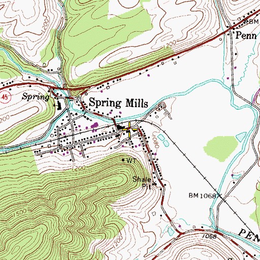 Topographic Map of Spring Mills, PA