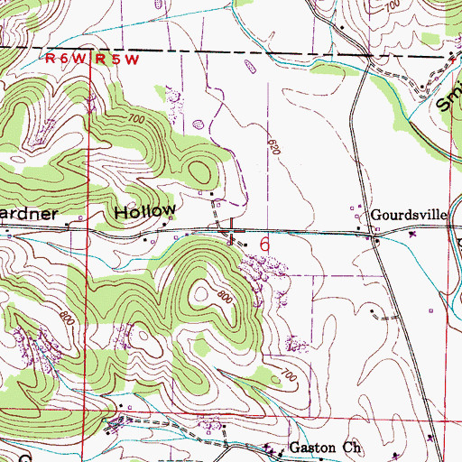 Topographic Map of Gardner Hollow, AL