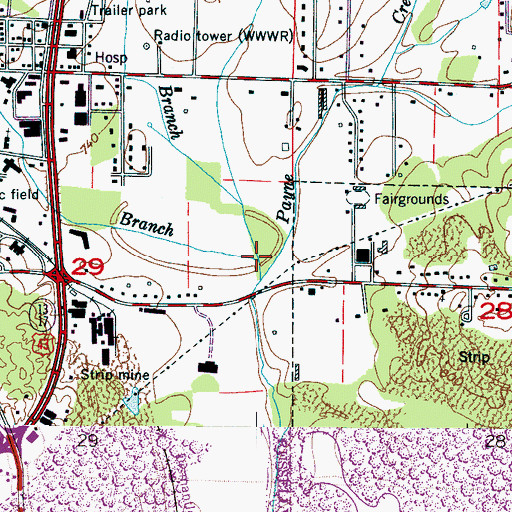 Topographic Map of Garman Branch, AL