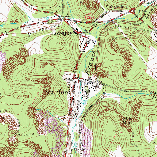 Topographic Map of Starford, PA