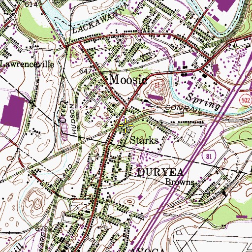 Topographic Map of Starks, PA
