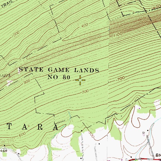 Topographic Map of State Game Lands Number 80, PA