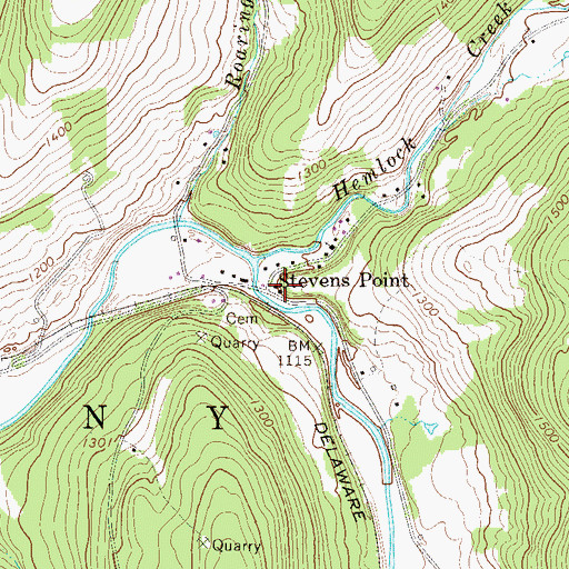 Topographic Map of Stevens Point, PA