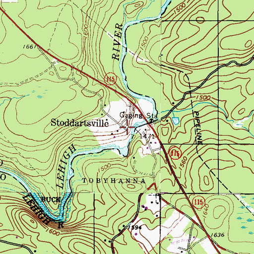Topographic Map of Stoddartsville, PA