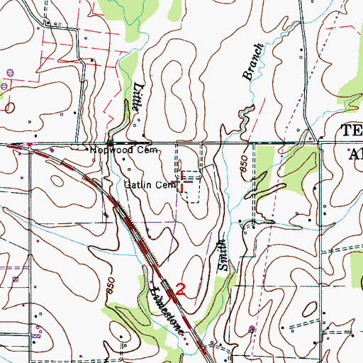 Topographic Map of Gatlin Cemetery, AL