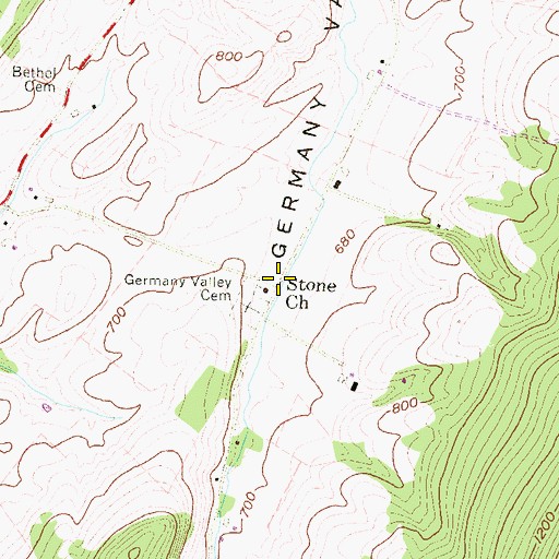 Topographic Map of Stone Church, PA