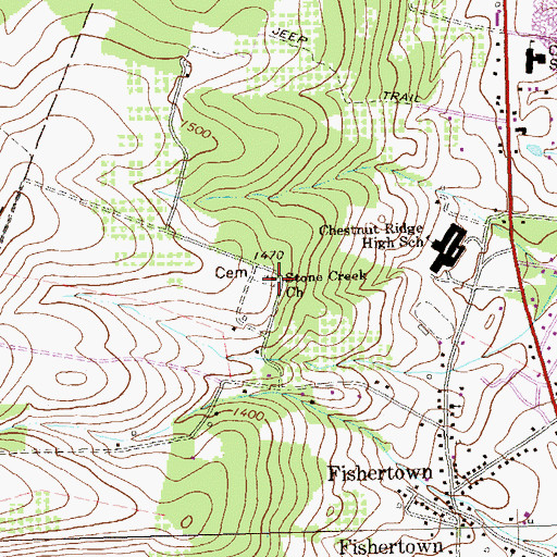 Topographic Map of Stone Creek Church, PA