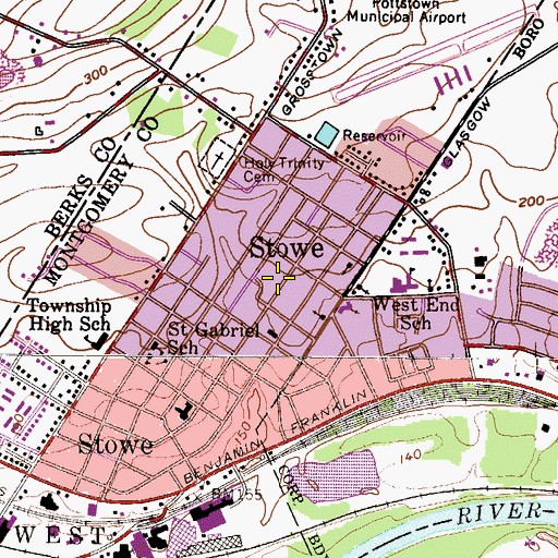 Topographic Map of Stowe, PA