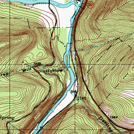 Topographic Map of Strap Mill Hollow, PA