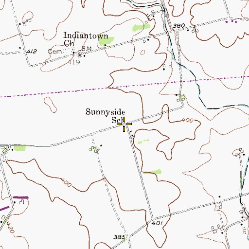 Topographic Map of Sunnyside School, PA