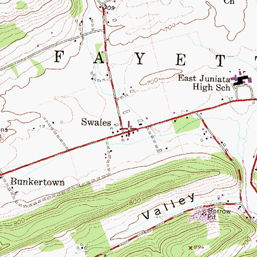 Topographic Map of Swales, PA
