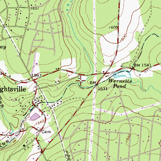 Topographic Map of Swamp Run, PA