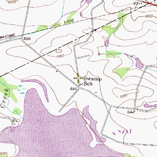 Topographic Map of Swamp School, PA
