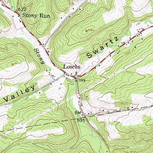 Topographic Map of Swartz Valley, PA
