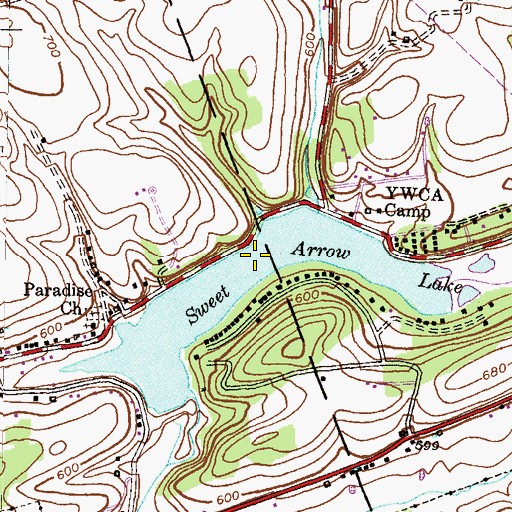 Topographic Map of Sweet Arrow Lake, PA