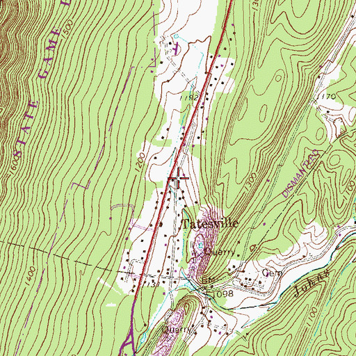 Topographic Map of Tatesville, PA